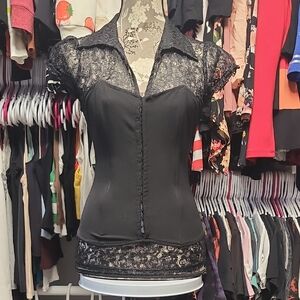 Charlotte Russe Black Lace Corset Blouse